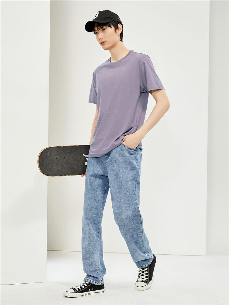 シンプルファッション 純綿素材シンプル丸首半袖Tシャツ