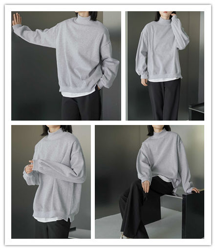 ゆったりモックネック無地トレーナー