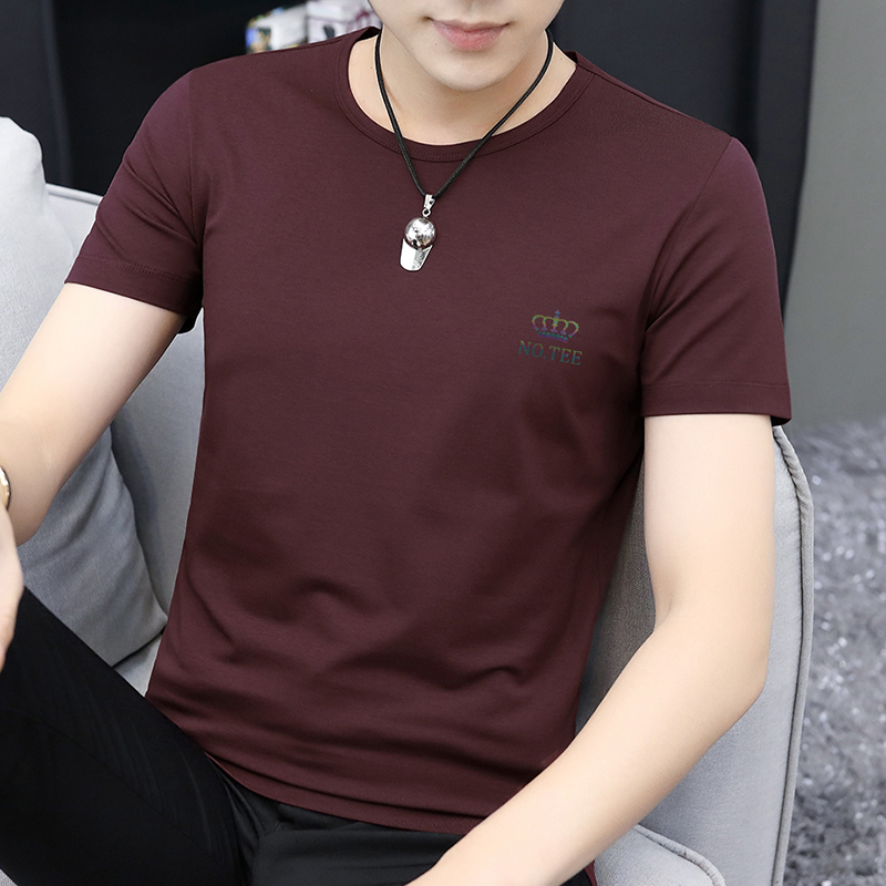 シンプルファッション モダールひんやり半袖クルーネックTシャツ