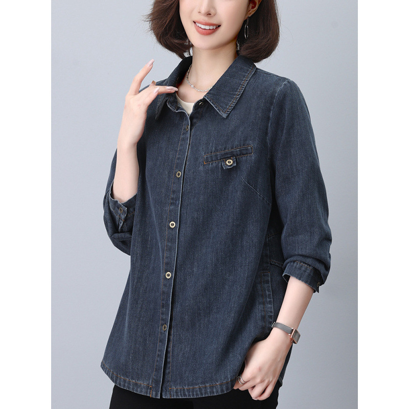 デニムジャケット ゆったりシルエット長袖デニムジャケット