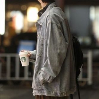 デニムジャケット ゆったりシルエット 今風デニムジャケット