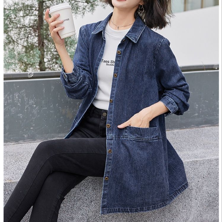 デニムジャケット ゆったりロング丈デニムシャツコート