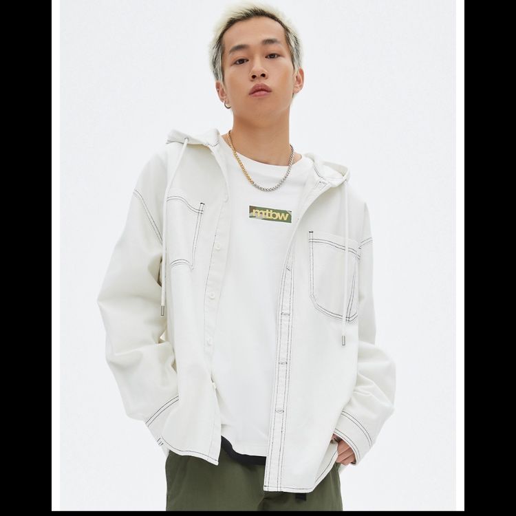 デニムジャケット フード付きステッチデニムジャケット