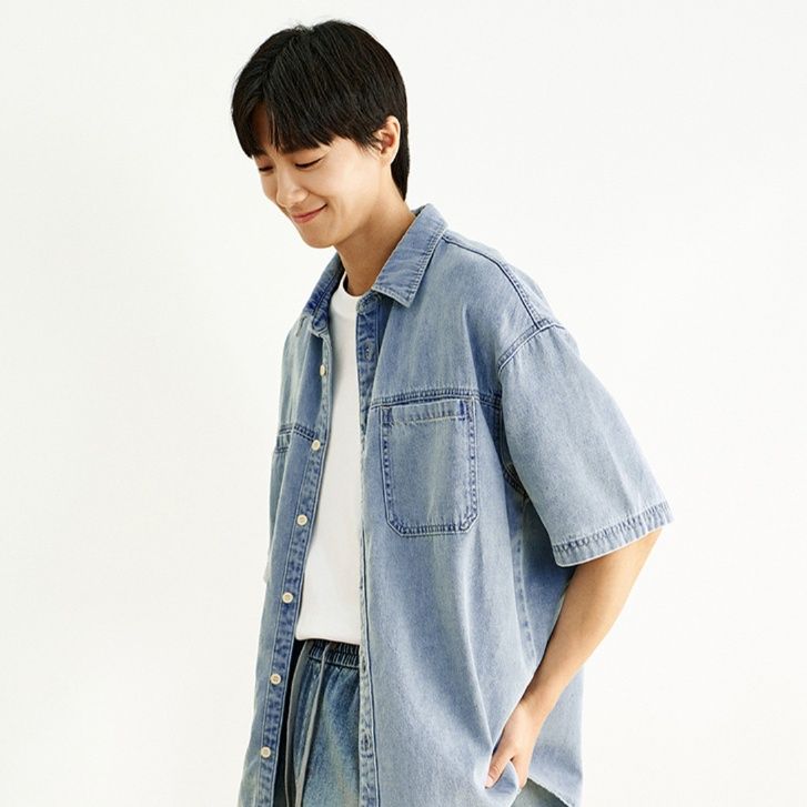 デニムジャケット リラックス感漂う半袖デニムシャツ