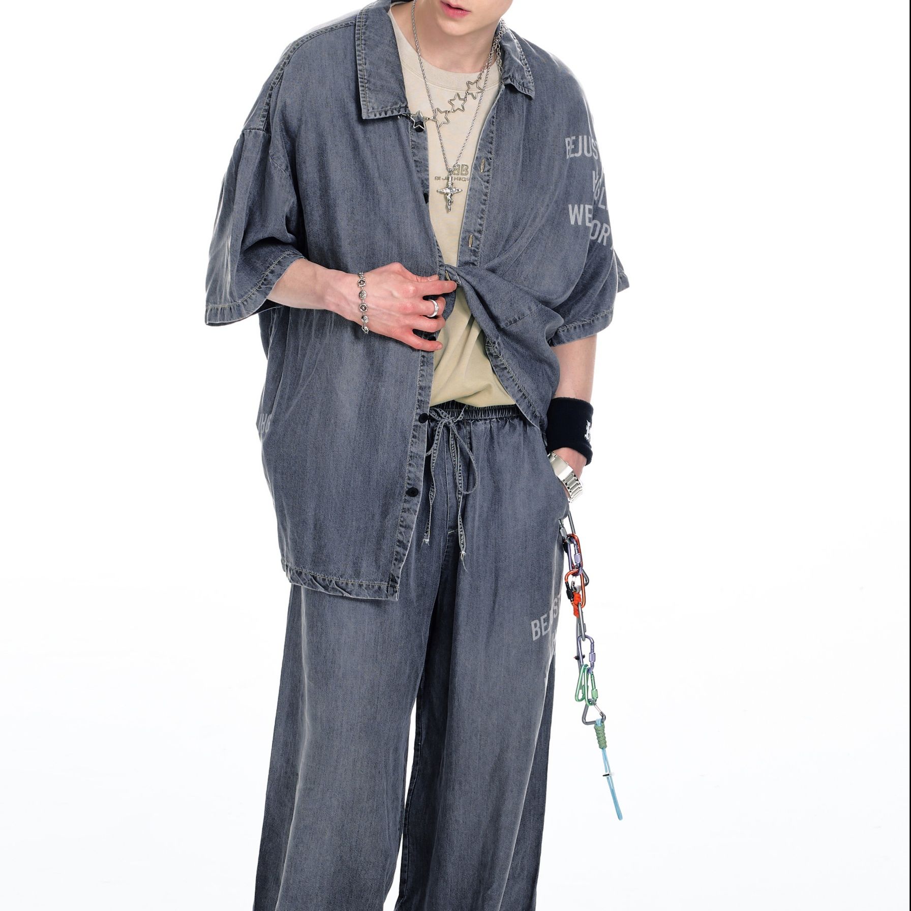デニムジャケット ゆったりデニム半袖ジャケット