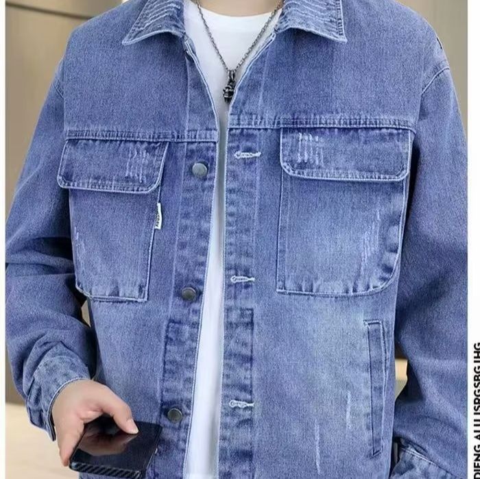 デニムジャケット ダメージ加工マルチポケットデニム