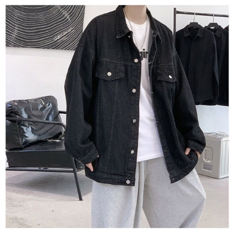 デニムジャケット ゆったりシルエット胸ポケット付きメンズデニムジャケット