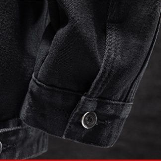 デニムジャケット 黒裏ボア仕様多機能ポケット付きデニムジャケット