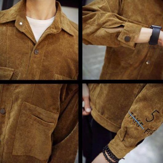 デニムジャケットメンズ スエード調ワークジャケット胸ポケット付き