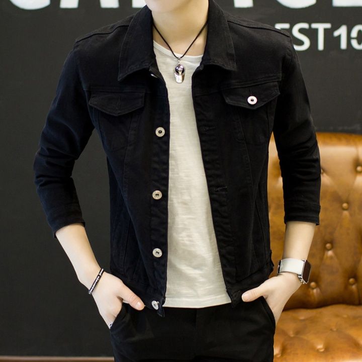 スリムフィット胸ポケット付きデニムジャケット