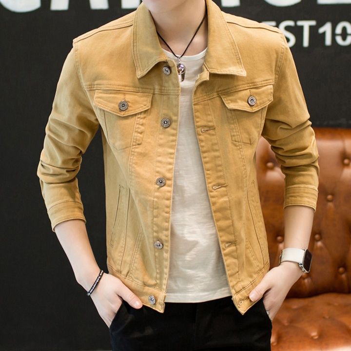 スリムフィット胸ポケット付きデニムジャケット