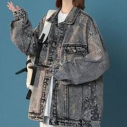 デニムジャケットレディース ヴィンテージ加工ゆったりオーバーサイズデニムジャケット