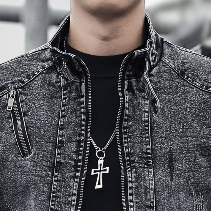 デニムジャケットメンズ 立襟ジップアップ加工デニムジャケット