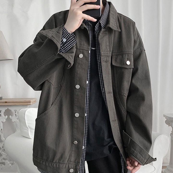 デニムジャケットオーバーサイズ ゆったり着こなせる胸ポケット付きデニムジャケット