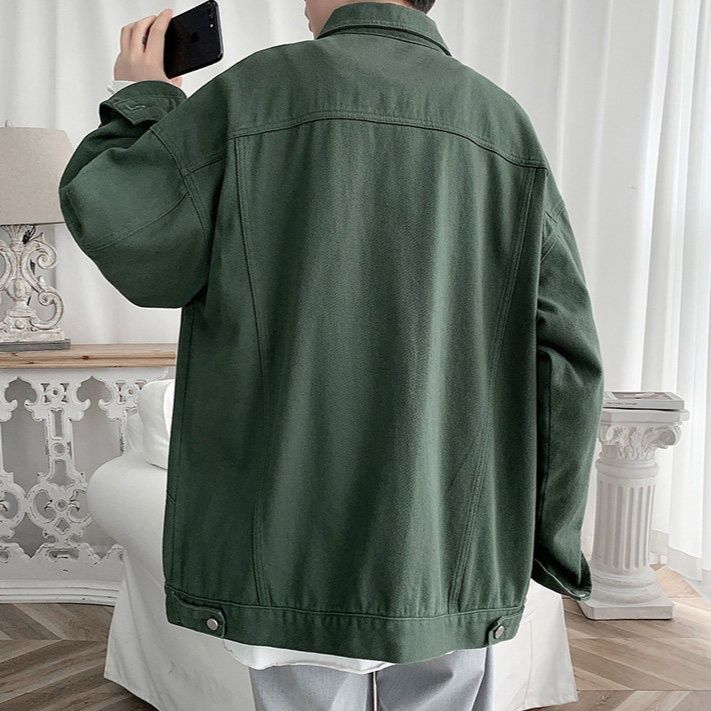 デニムジャケットオーバーサイズ ゆったり着こなせる胸ポケット付きデニムジャケット