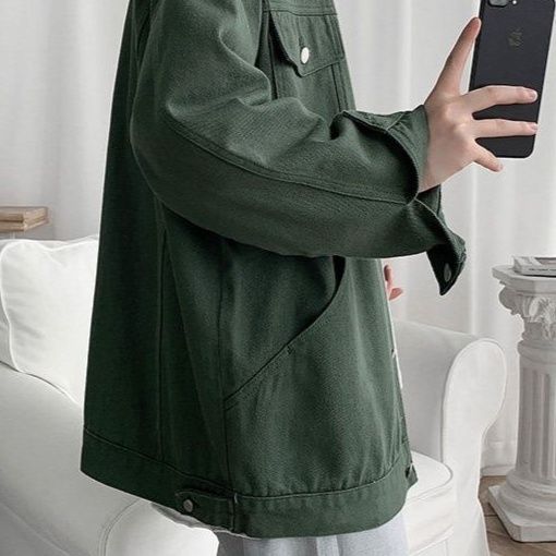 デニムジャケットオーバーサイズ ゆったり着こなせる胸ポケット付きデニムジャケット