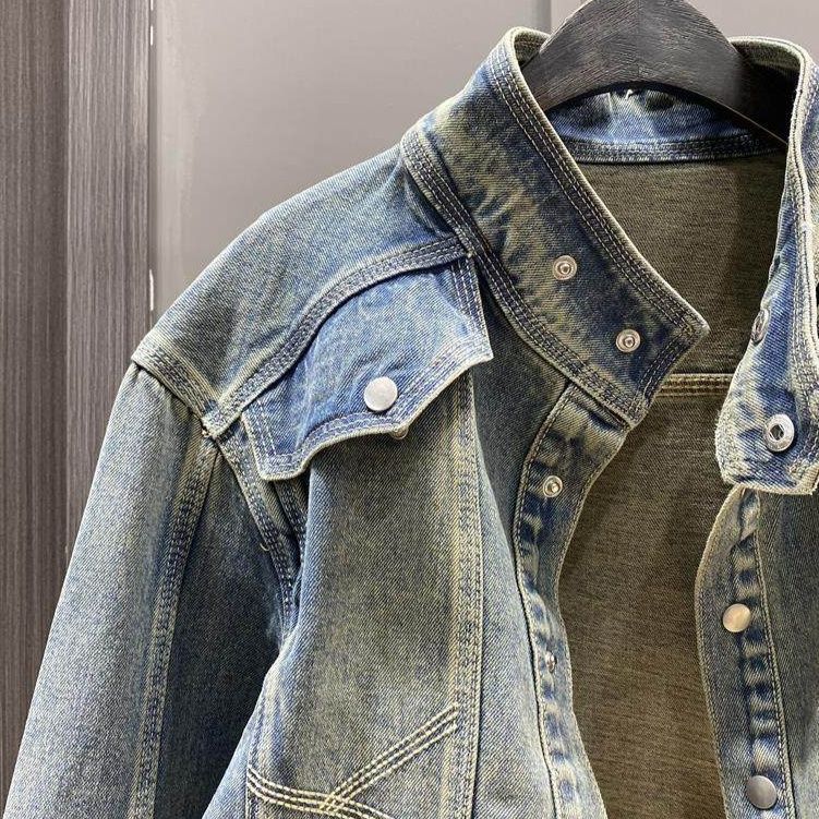 デニムジャケットレディース ヴィンテージ風ショート丈デニムジャケット