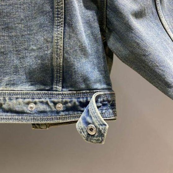 デニムジャケットレディース ヴィンテージ風ショート丈デニムジャケット