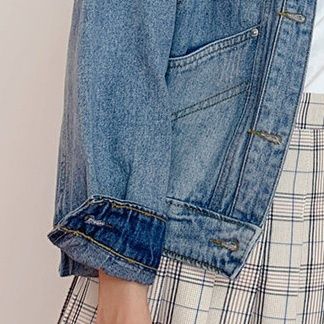 デニムジャケットレディース ゆったりシルエット切替デザインデニムジャケット