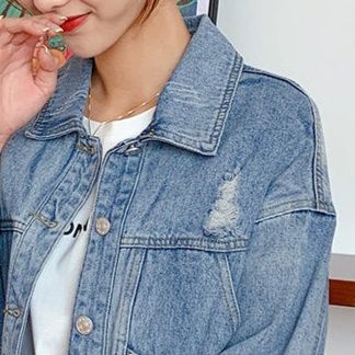 デニムジャケットレディース ゆったりシルエット切替デザインデニムジャケット