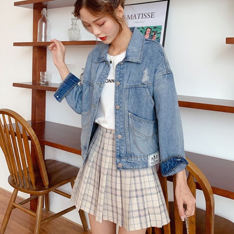 デニムジャケット レディース ゆったりシルエット切替デザイン