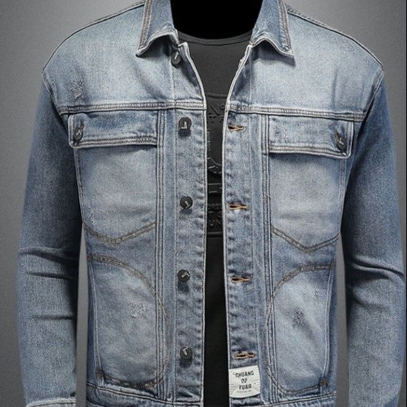 ヴィンテージ加工マルチポケットメンズデニムジャケット