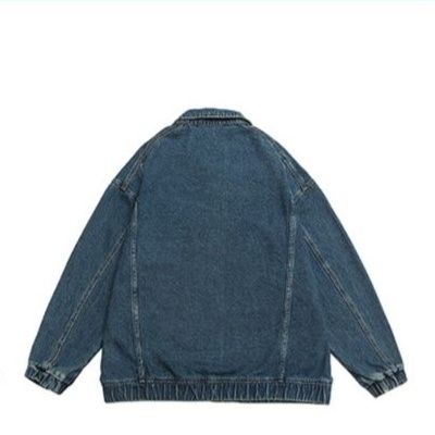 ゆったりシルエット襟付きジップアップデニムジャケットメンズ