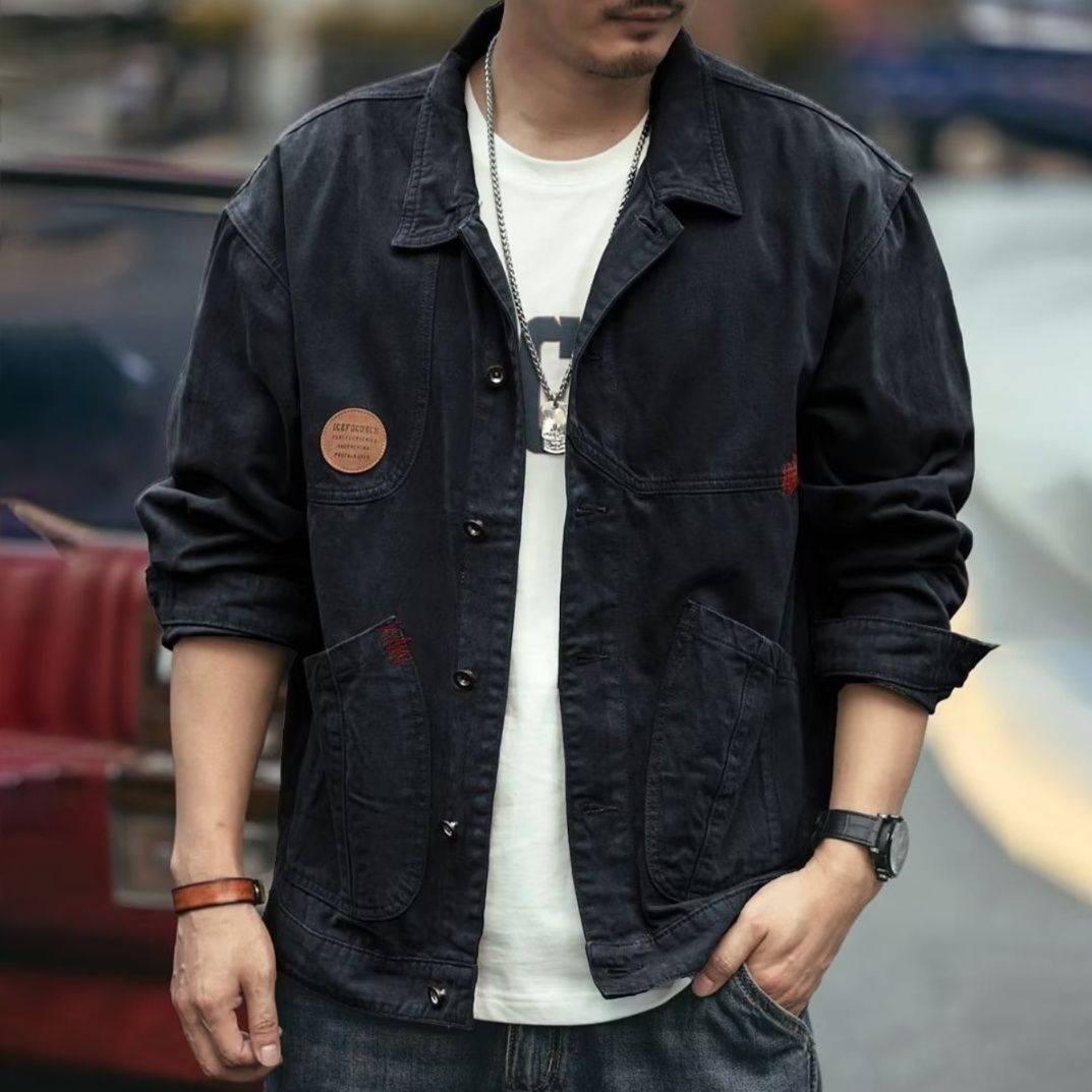 オーバーサイズデニムジャケット ワークテイストゆったりシルエット