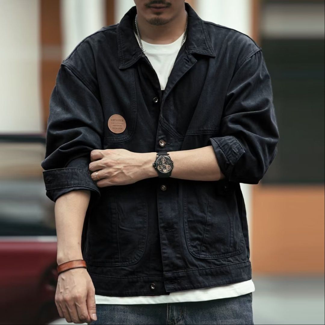 オーバーサイズデニムジャケット ワークテイストゆったりシルエット