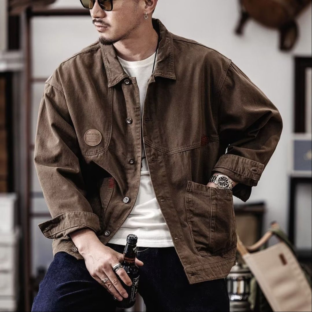 オーバーサイズデニムジャケット ワークテイストゆったりシルエット