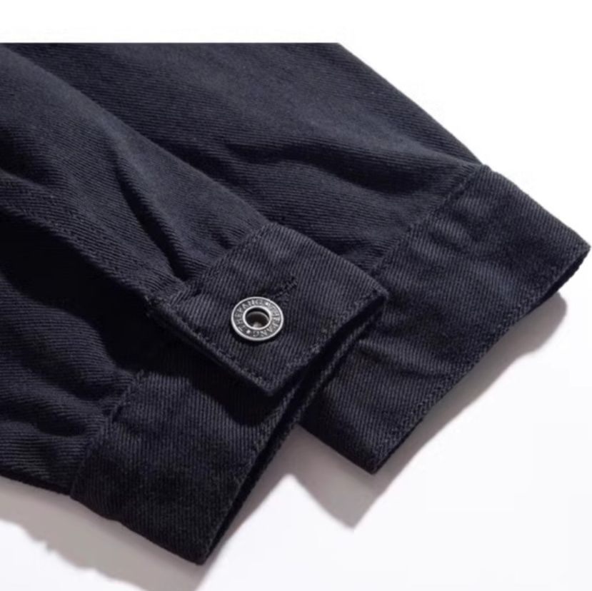  チェック柄襟デザインゆったりオーバーサイズデニムジャケット