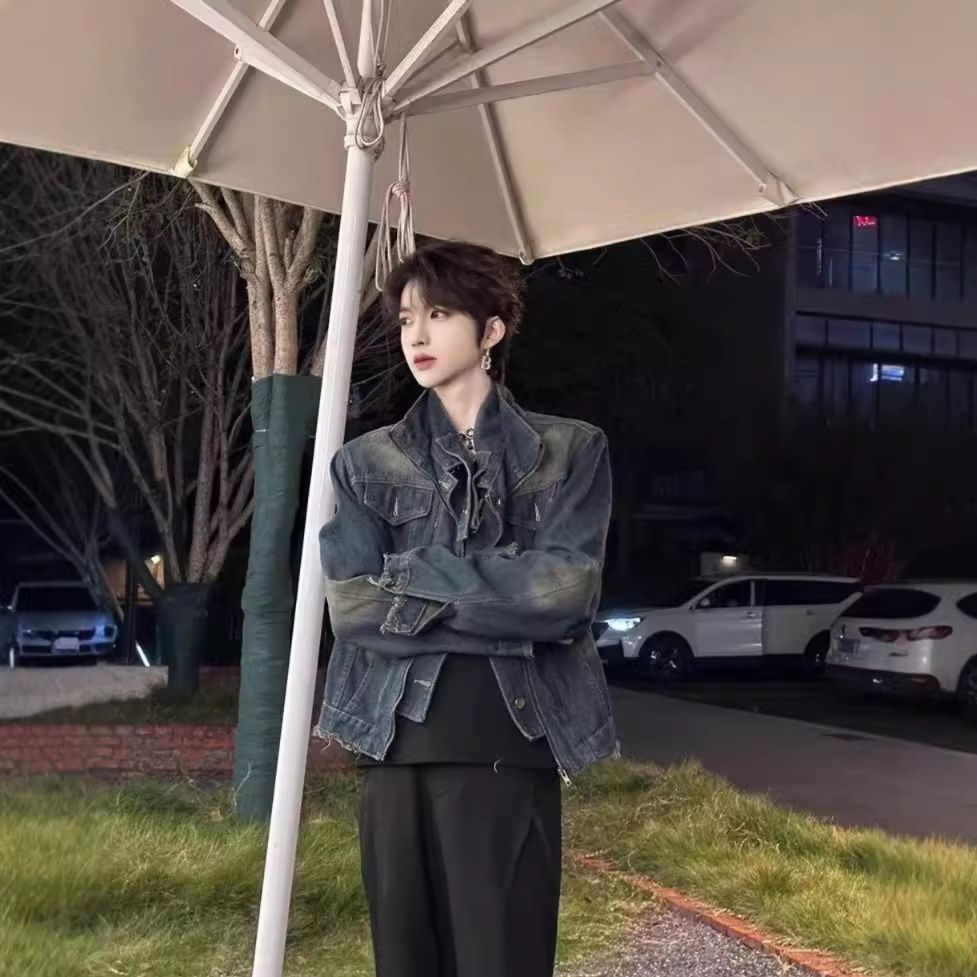 切替デザインショート丈デニムジャケット