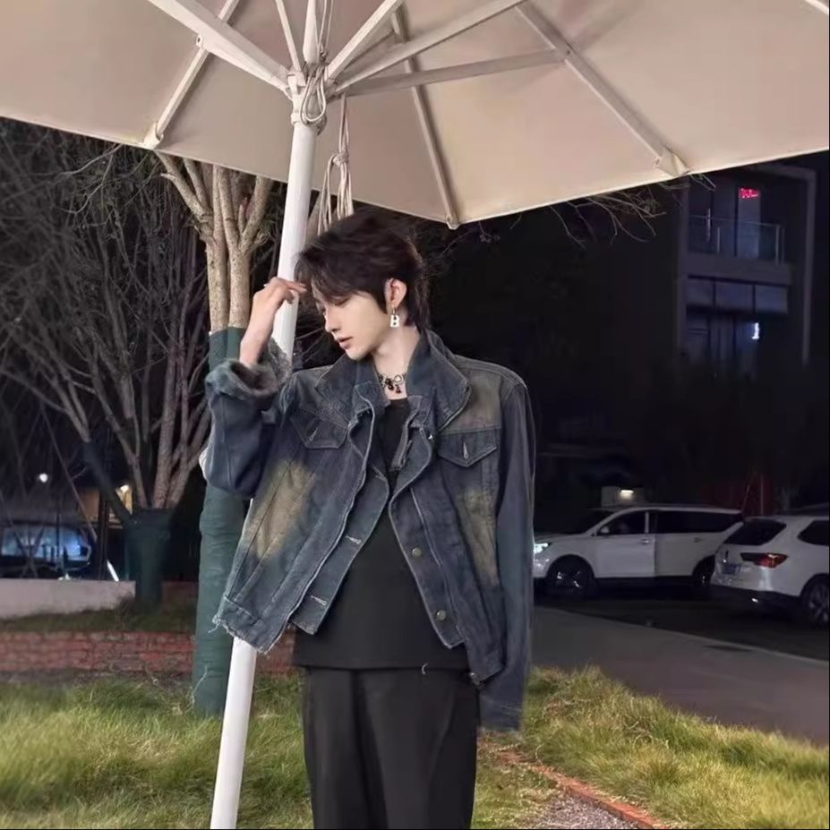 切替デザインショート丈デニムジャケット