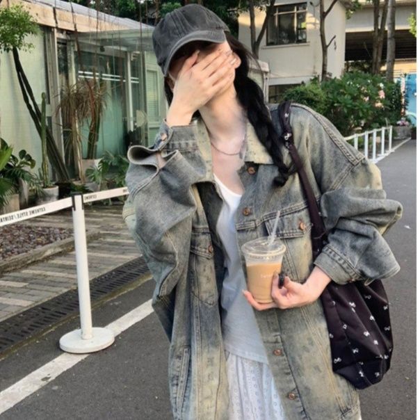  ゆったりオーバーサイズレディースデニムジャケット