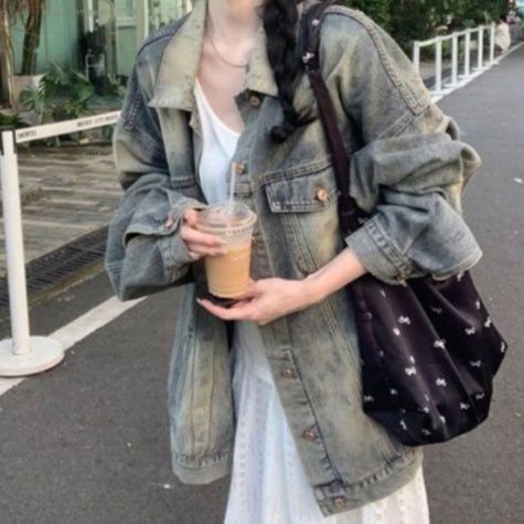  ゆったりオーバーサイズレディースデニムジャケット