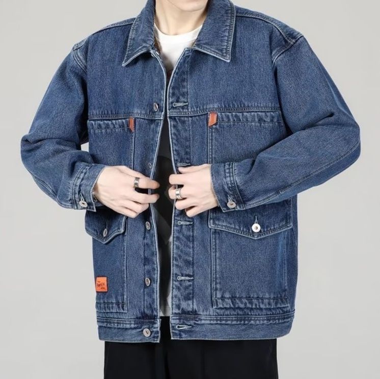  ゆったりシルエット裏地ボア付きデニムジャケット