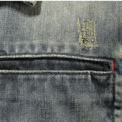 ヴィンテージ加工袖刺繍デザインショート丈デニムジャケット