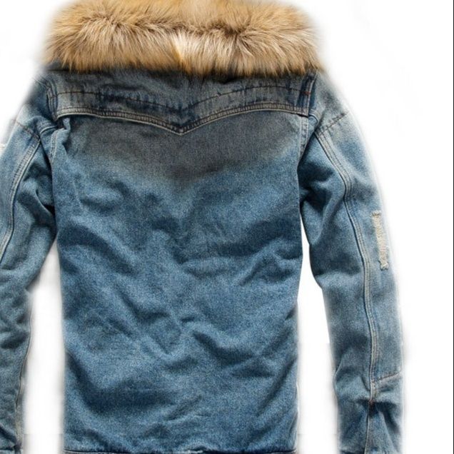 ファー襟付きボア裏地メンズデニムジャケット