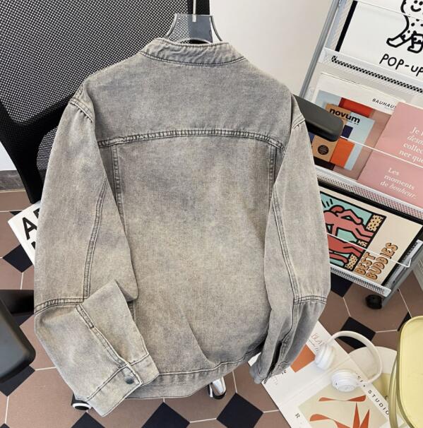 メンズ ジップアップ デニムジャケット グレー