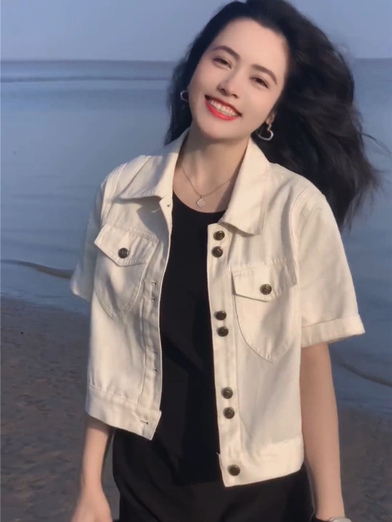 デニムジャケット 夏の風そよぐ半袖デニムジャケット