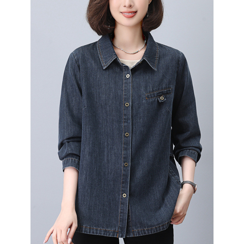 デニムジャケット ゆったりシルエット長袖デニムジャケット