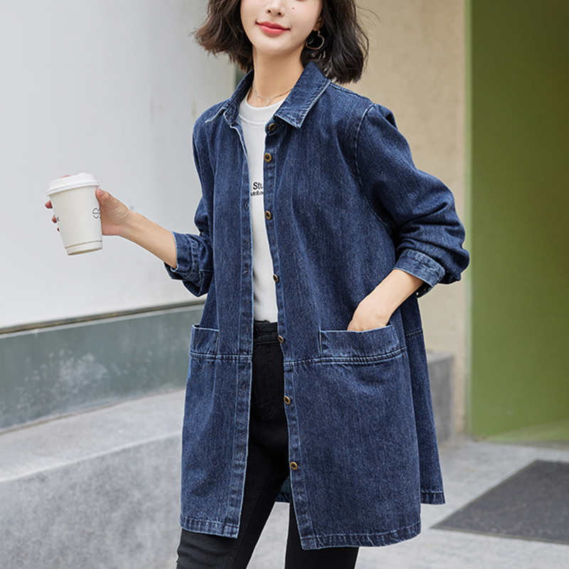 デニムジャケット ゆったりロング丈デニムシャツコート