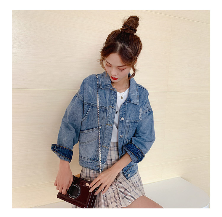 デニムジャケットレディース ゆったりシルエット切替デザインデニムジャケット