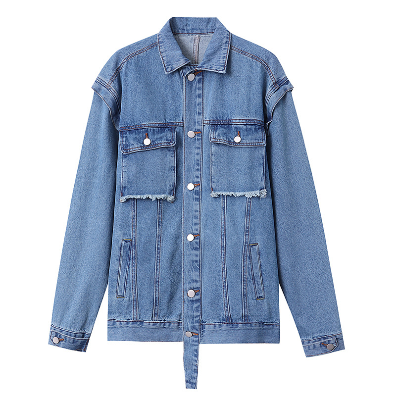 デニムジャケット ダメージ加工ゆったりシルエットデニムジャケット