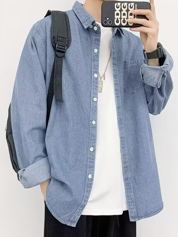 デニムジャケット デニムシャツジャケット 長袖 胸ポケット付き