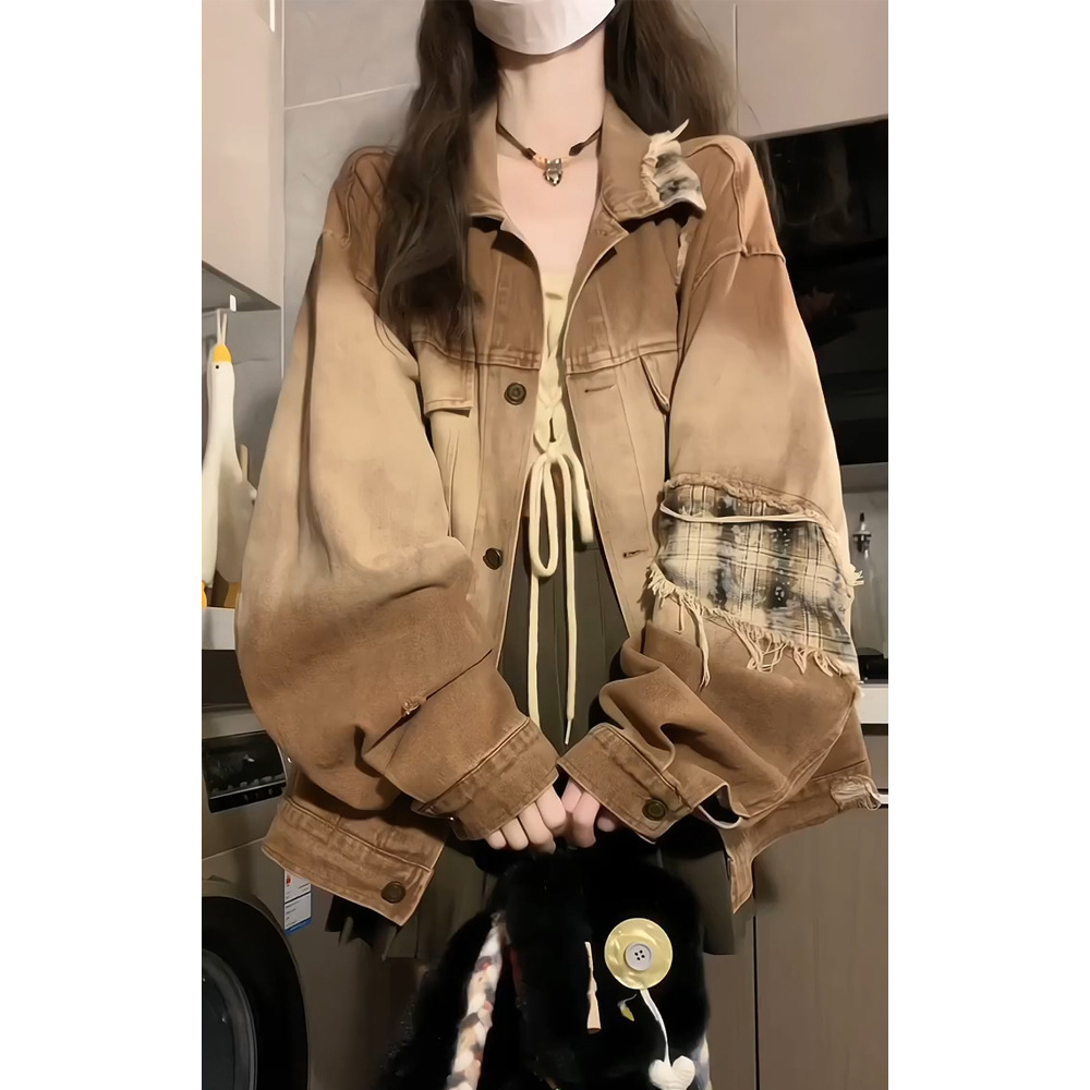 デニムジャケット クラシックデザイン ダメージ加工ジャケット