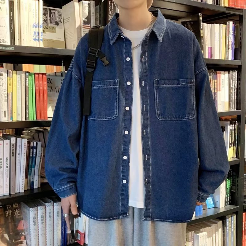 デニムジャケット ゆったりシルエット胸ポケットシャツ