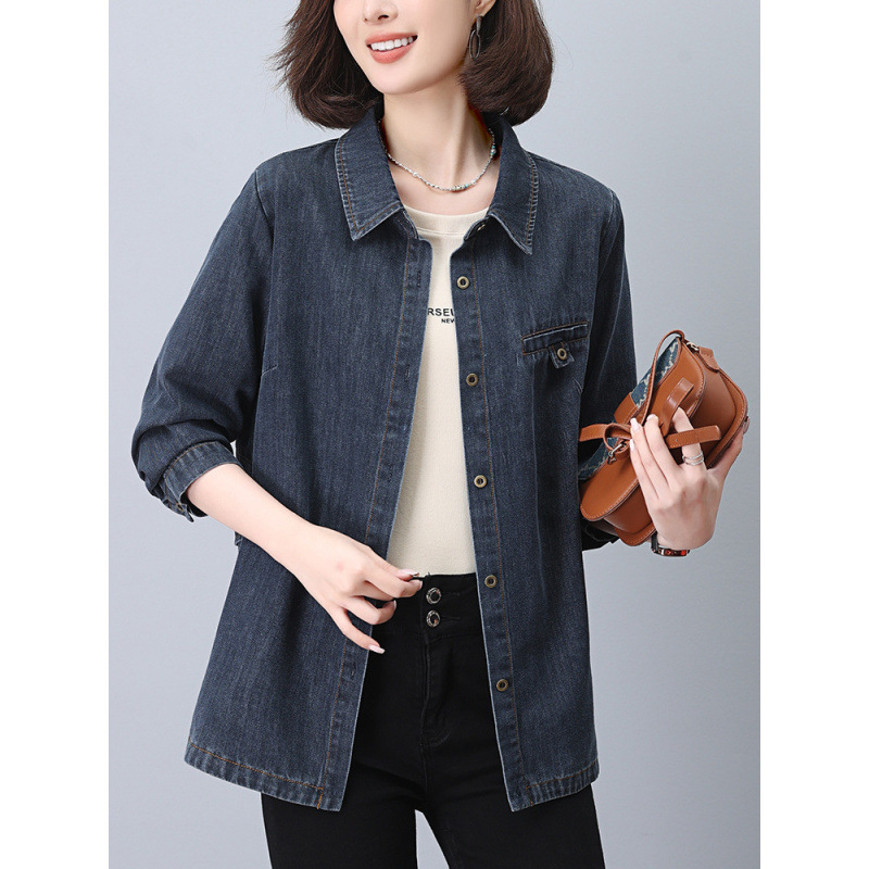 デニムジャケット ゆったりシルエット長袖デニムジャケット