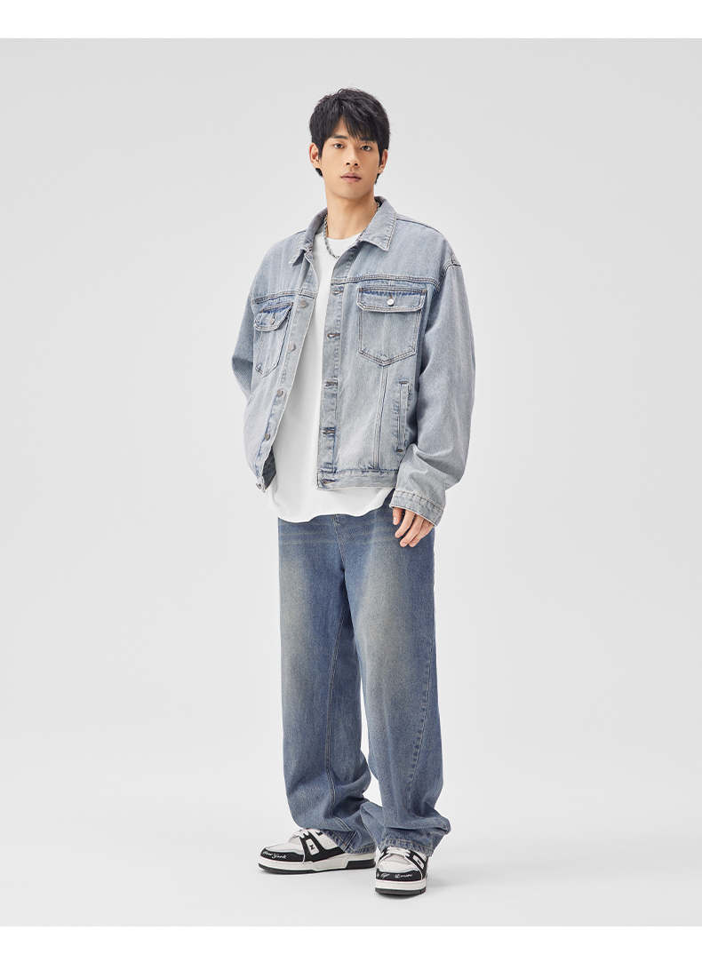 デニムジャケット バックロゴゆったりデニムジャケット