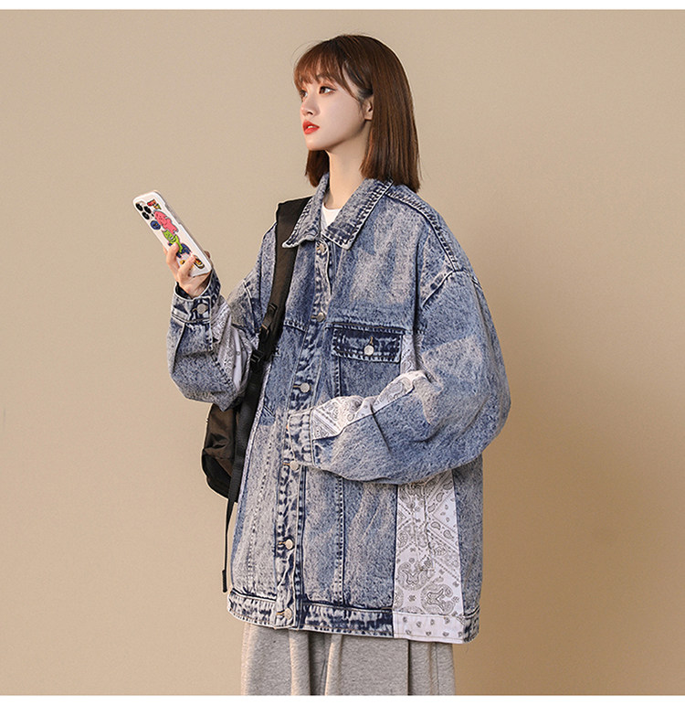 デニムジャケットレディース ヴィンテージ加工ゆったりオーバーサイズデニムジャケット